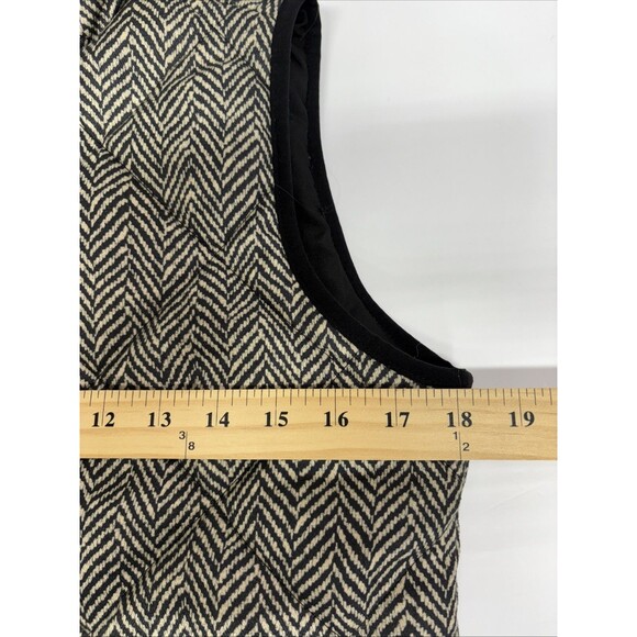 J.Crew Womens Herringbone Quilted Puffer Vest Black Cream Full Zip Pockets XS - Picture 9 of 11